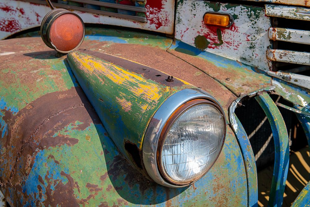 USA-Colorado Rusty old vintage truck Headlight detail